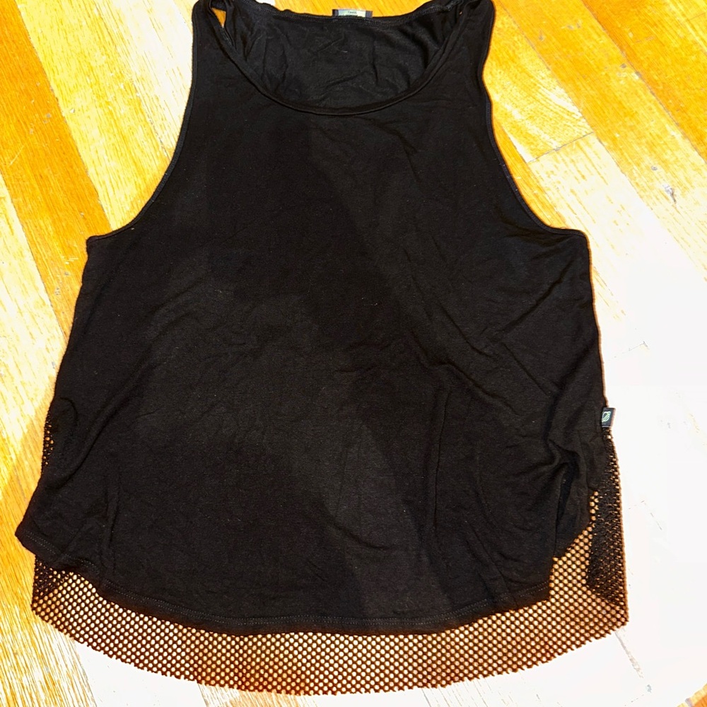 Terez Black Asymmetrical Muscle Tee Tank Top